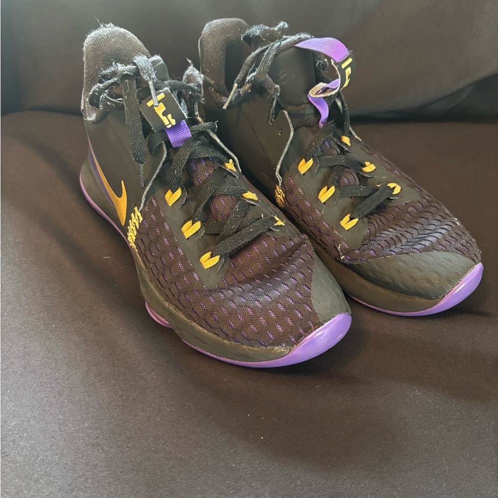 Nike LeBron Black, Gold and Purple Basketball Shoes